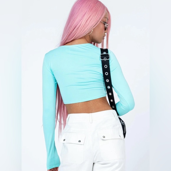 NWT PRINCESS POLLY FABIO BLUE LONG SLEEVE TOP |Size 12 - Picture 3 of 4